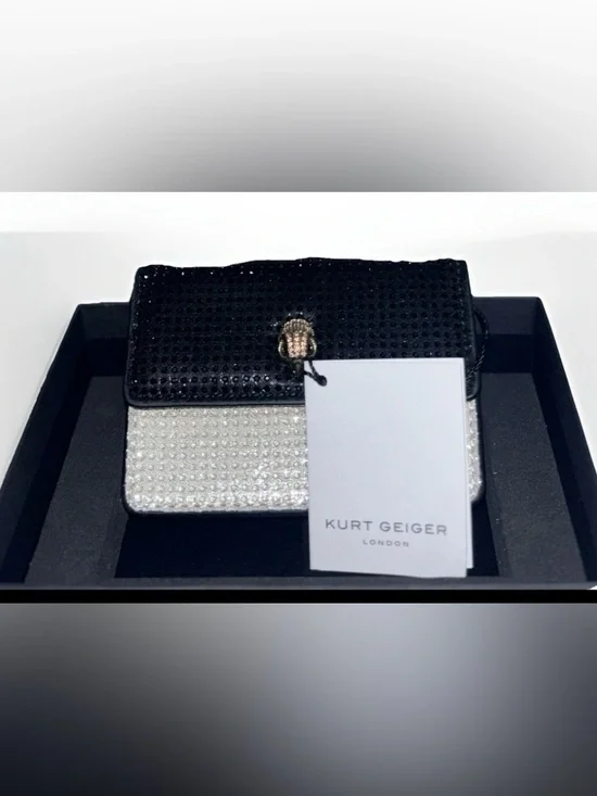 Kurt Geiger London NWT Micro Kensington Black/White Rhinestone Crossbody in Box - Picture 3 of 10